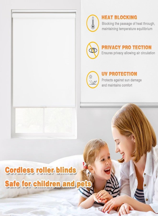 BWEROCIQ Blackout Roller Shades for Windows, Cordless Free-Stop Blinds with Thermal Insulated,UV Protection Fabric. Pull Down Room Darkening Door Blinds for Home, Office Easy to Install(23" W x 72" H,White) - Image 2